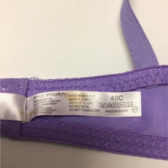 Sofra Women’s Lace Front Push Up Padded Bra with Underwire, Lilac, size 40C - Picture 6 of 10